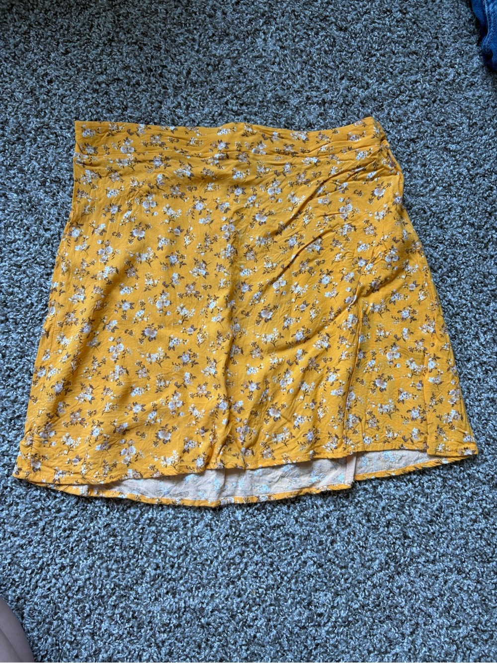 Yellow Floral A-Line Skirt